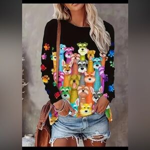 Colorful Dog Print Shirt